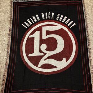 TAKING BACK SUNDAY 152 LOGO woven throw blanket 48” X 60” EUC jacquard